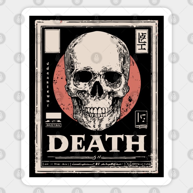 Death Skull Vintage Japan Style Poster Art Sticker by TuncGK